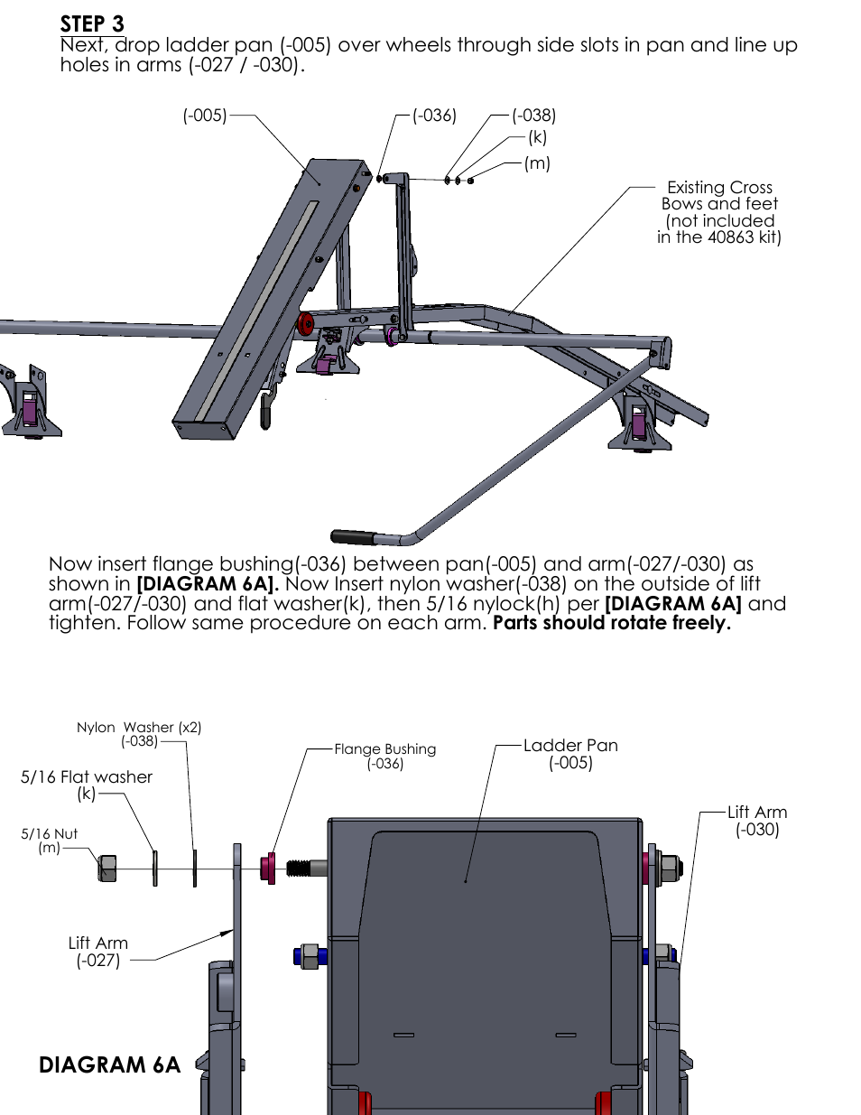 Drawing view122, Detail view aj (1 : 2), Drawing view173 | Detail view bf (1 : 10), Diagram 6a, Step 3 | Kargo Master EZ Lo-Down Driver Side Mechanism (40863) User Manual | Page 5 / 9