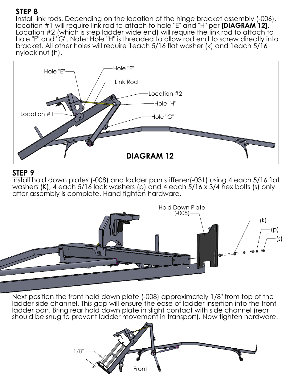 Sheet2, Drawing view1, Drawing view2 | Drawing view4, Step 8, Diagram 12, Step 9 | Kargo Master EZ Lo-Down Driver Side Mechanism (40863) User Manual | Page 8 / 9
