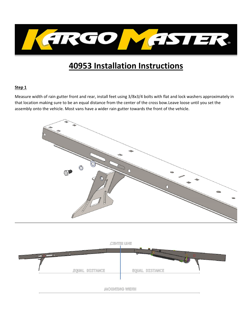 Kargo Master Single Drop Down Ladder Rack E-Series/GM (40953) User Manual | Page 3 / 9