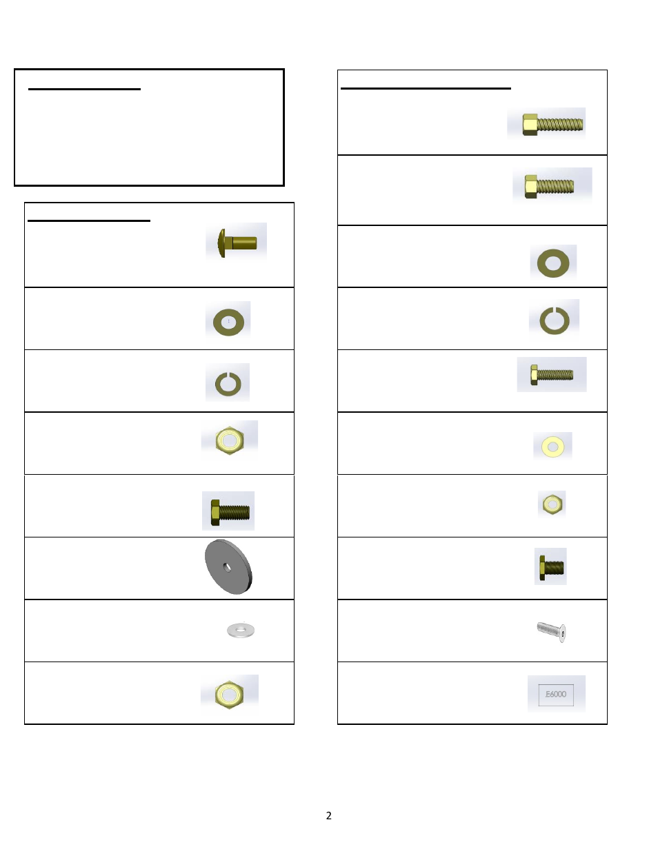 Hardware pack cont, Tools needed, Hardware pack | Kargo Master SINGLE Drop Down Ladder Rack New / Old Transit Connect / NV200 User Manual | Page 2 / 12