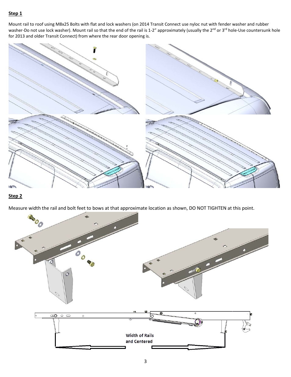 Kargo Master SINGLE Drop Down Ladder Rack New / Old Transit Connect / NV200 User Manual | Page 3 / 12