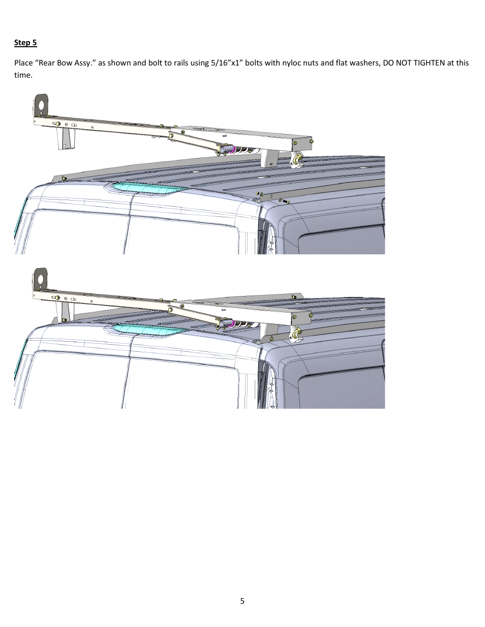 Kargo Master SINGLE Drop Down Ladder Rack New / Old Transit Connect / NV200 User Manual | Page 5 / 12