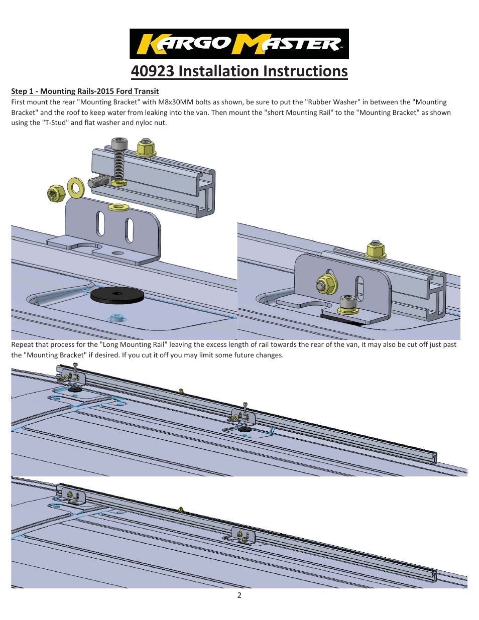 Kargo Master Single Drop Down Ladder Rack – Transit/NV Low Roof (40923) User Manual | Page 3 / 14