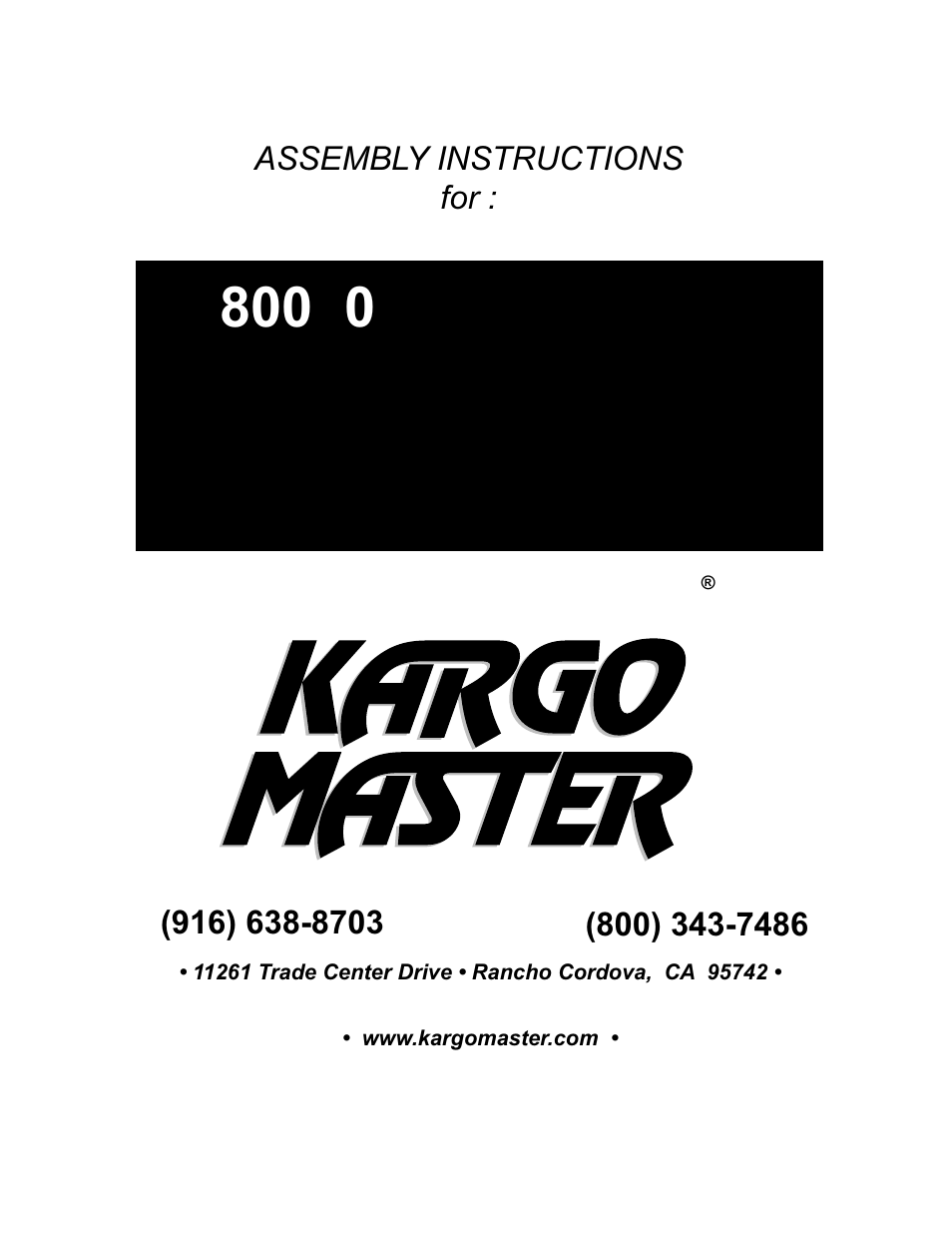 Kargo Master Full Size Van Top Mount Ladder Rack User Manual | 9 pages