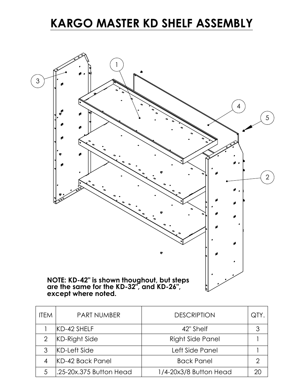 Kargo Master Adjustable Shelf Assembly Instructions (48424) User Manual | 4 pages