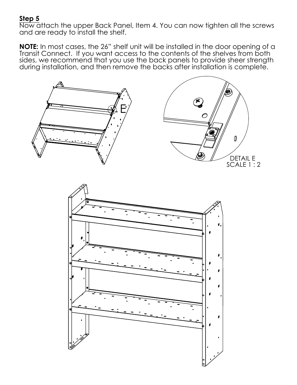Sheet4, Drawing view11, Detail view e (1 : 2) | Drawing view13 | Kargo Master Adjustable Shelf Assembly Instructions (48424) User Manual | Page 4 / 4