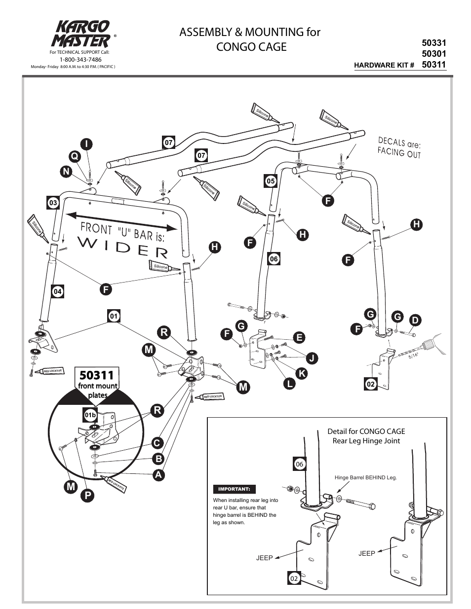 Kargo Master Congo Cage For YJ, CJ7, TJ 7 TJ Unlimited (50331) User Manual | 6 pages