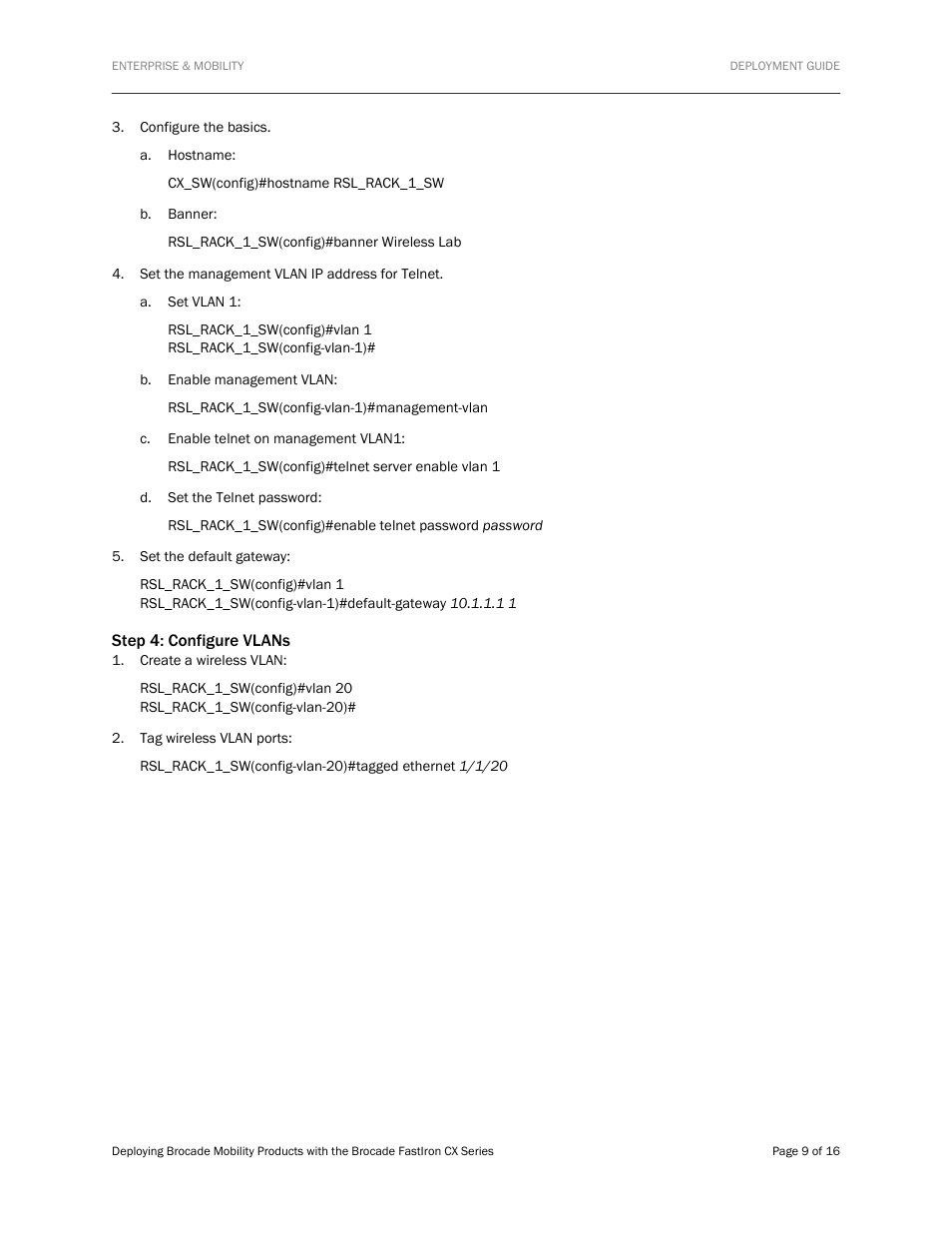 Step 4: configure vlans | Brocade Communications Systems Brocade FastIron CX Series FCX624S-HPOE User Manual | Page 9 / 16