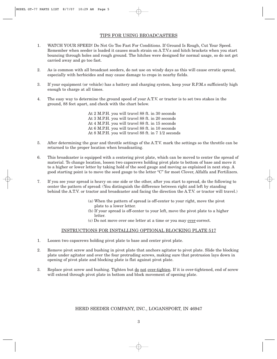 Kasco GT-77 ATV Seeder User Manual | Page 5 / 8