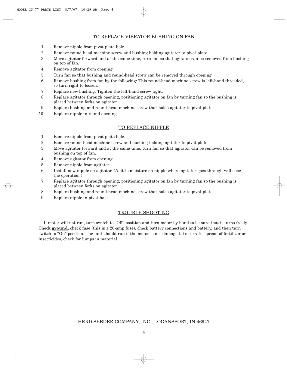 Kasco GT-77 ATV Seeder User Manual | Page 6 / 8