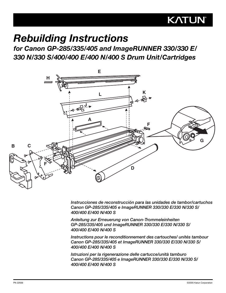 Katun Canon ImageRUNNER 400 S Drum Unit/Cartridges User Manual | 7 pages