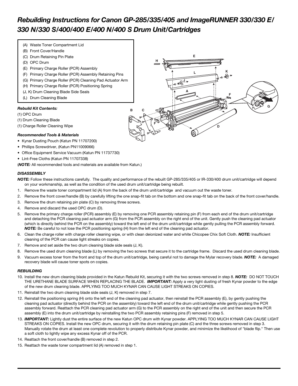 Katun Canon ImageRUNNER 400 S Drum Unit/Cartridges User Manual | Page 4 / 7