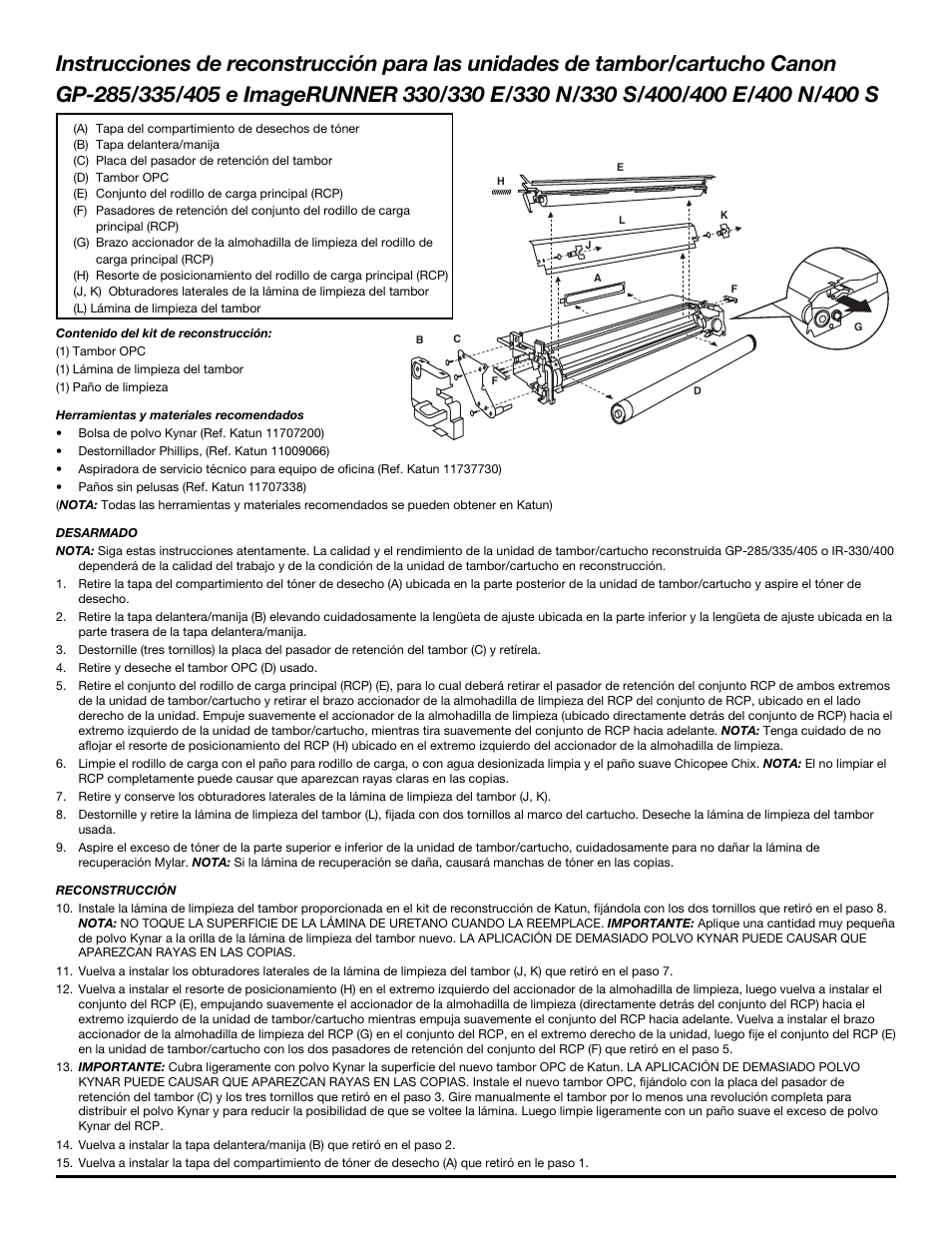 Katun Canon ImageRUNNER 400 S Drum Unit/Cartridges User Manual | Page 5 / 7