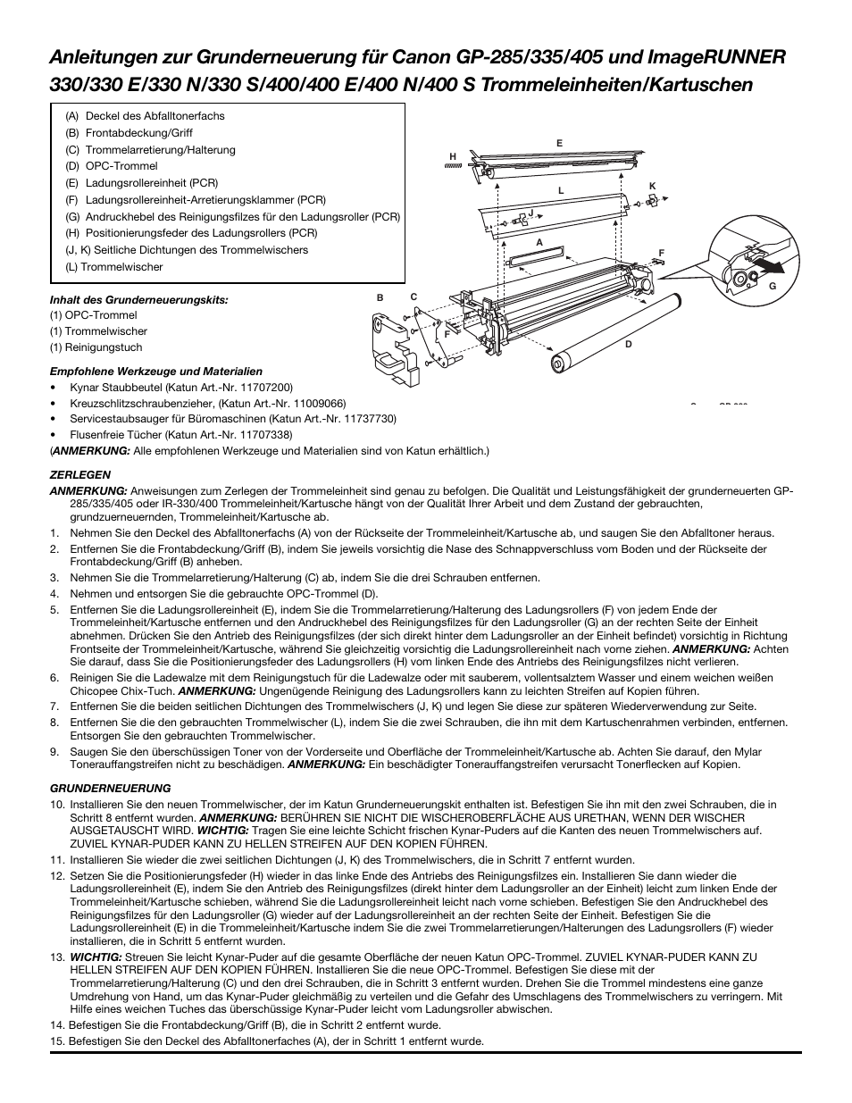 Katun Canon ImageRUNNER 400 S Drum Unit/Cartridges User Manual | Page 6 / 7