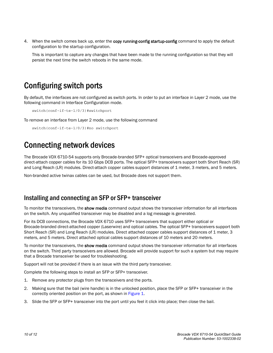 Configuring switch ports, Connecting network devices | Brocade Communications Systems Brocade VDX 6710-54 User Manual | Page 10 / 12