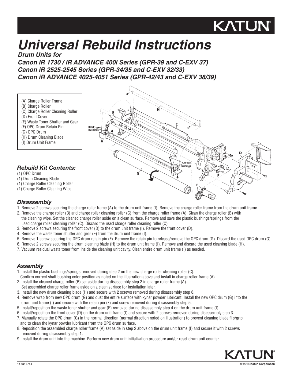 Katun Canon imageRUNNER/Adv 4025-series Drum Unit User Manual | 6 pages