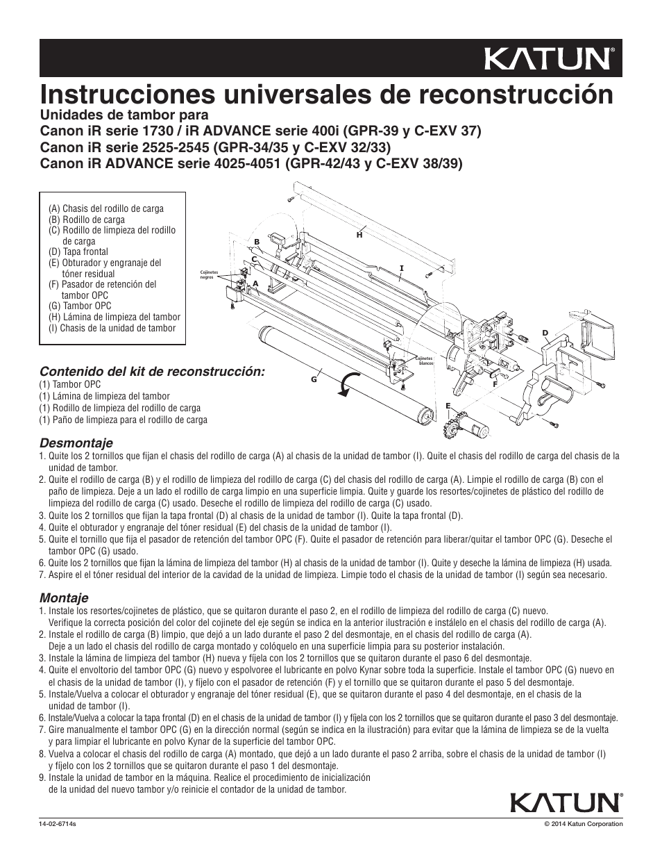 Katun Canon imageRUNNER/Adv 4025-series Drum Unit User Manual | Page 6 / 6