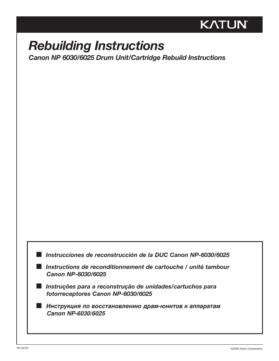 Katun Canon NP-6025 Drum Unit Cartridges User Manual | 12 pages