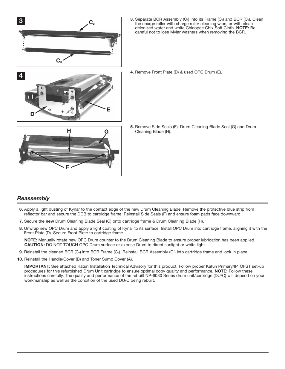 Hg f ii d e, Reassembly | Katun Canon NP-6025 Drum Unit Cartridges User Manual | Page 3 / 12