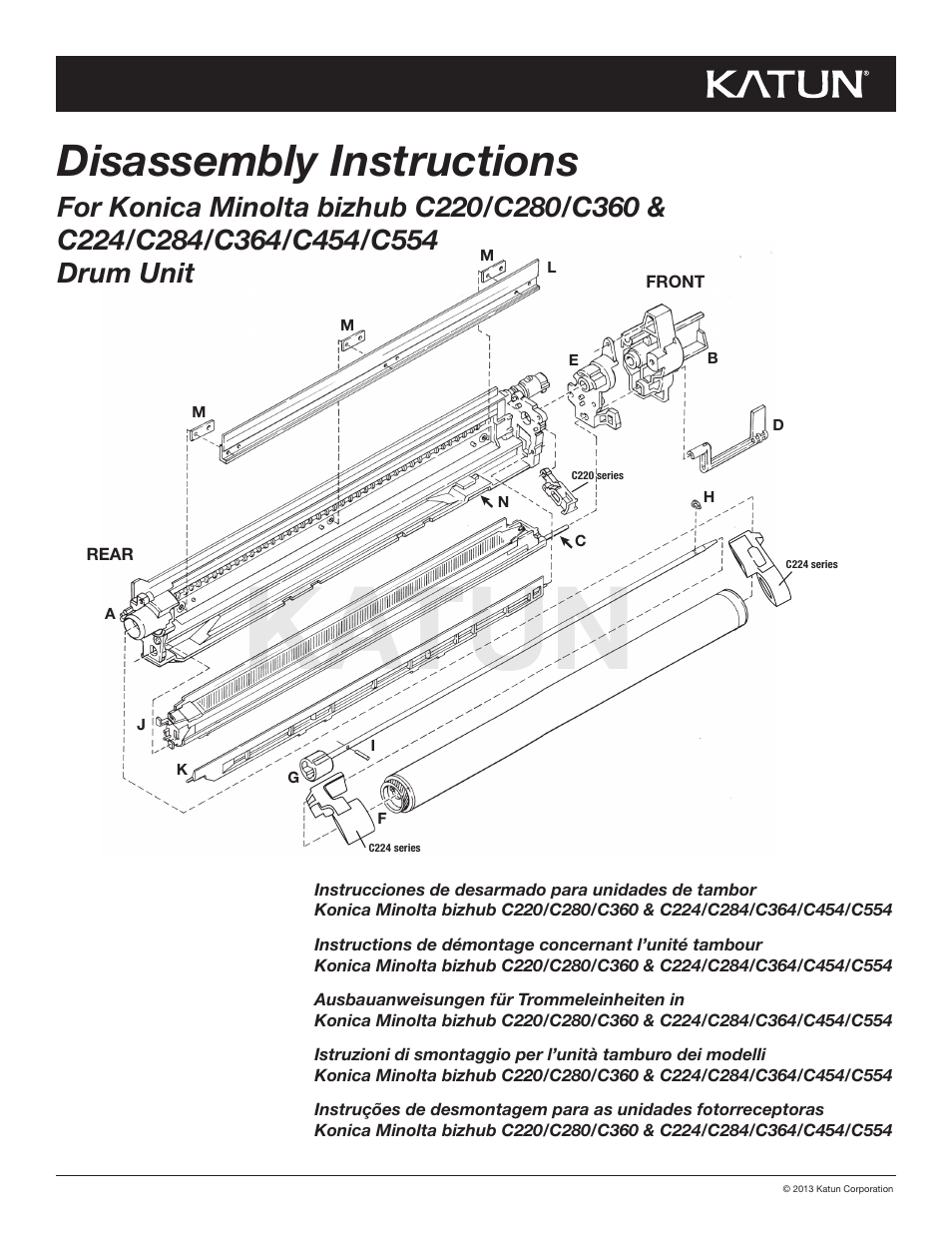 Katun KN C224-Series Drum Unit Disassembly User Manual | 7 pages