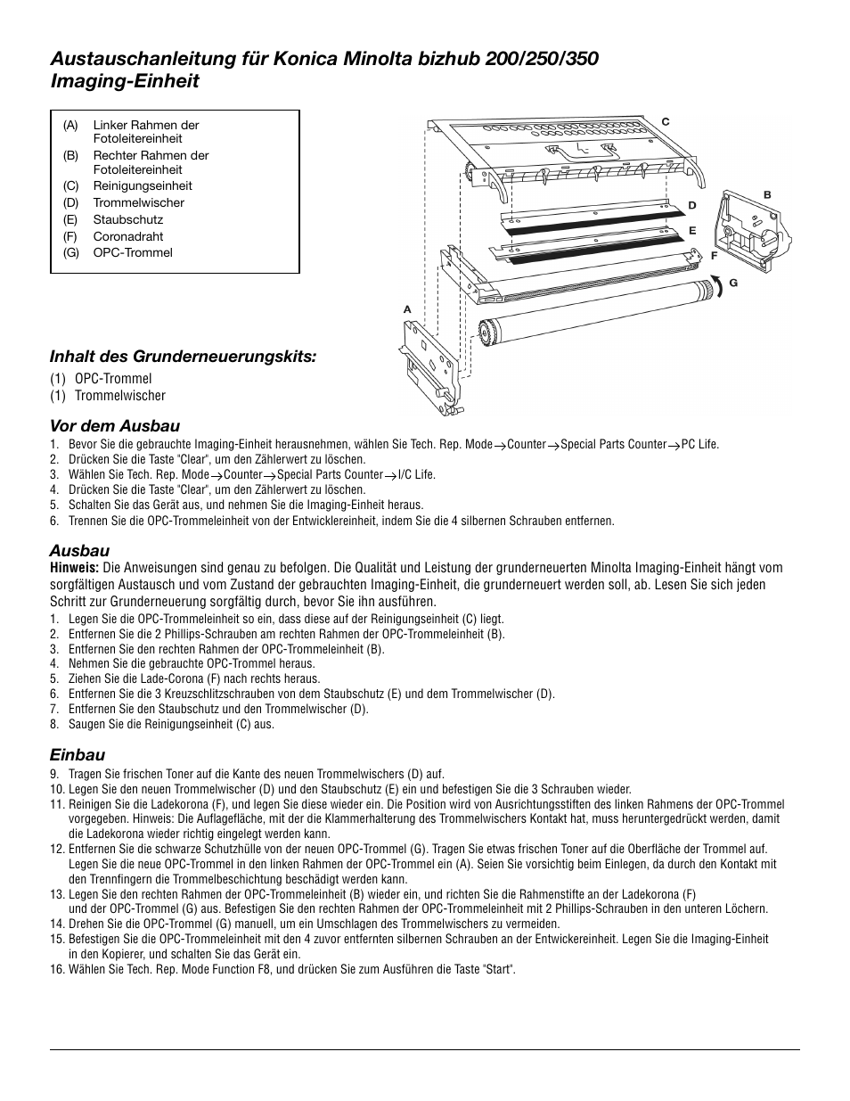 Katun Konica Minolta bizhub 350 Imaging Unit User Manual | Page 5 / 8