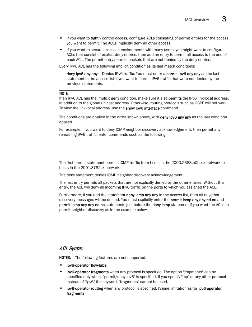 Acl syntax | Brocade Communications Systems ServerIron ADX 12.4.00a User Manual | Page 103 / 226