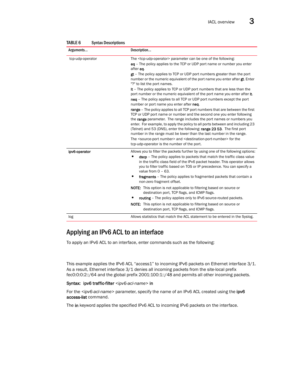 Applying an ipv6 acl to an interface | Brocade Communications Systems ServerIron ADX 12.4.00a User Manual | Page 107 / 226