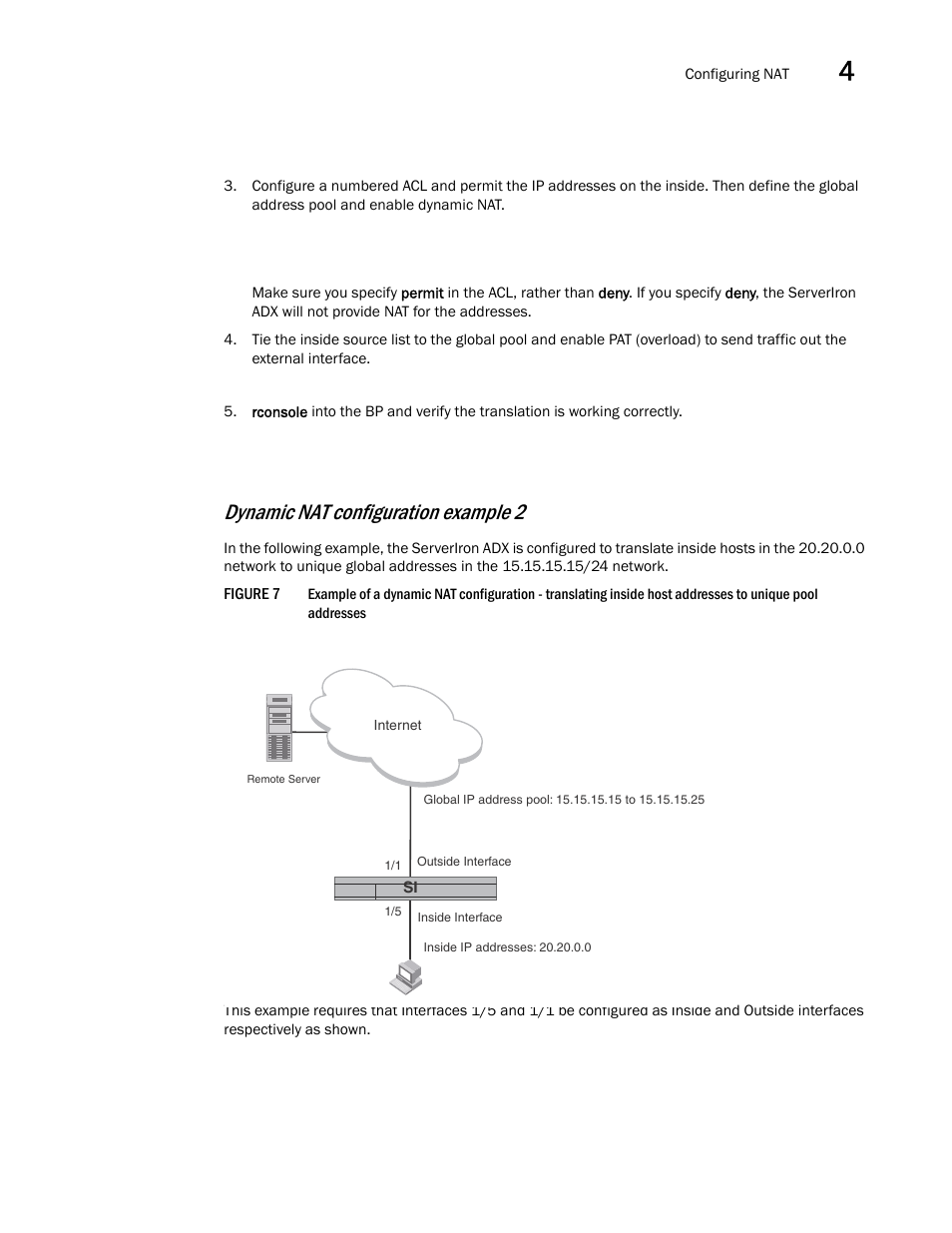 Dynamic nat configuration example 2 | Brocade Communications Systems ServerIron ADX 12.4.00a User Manual | Page 115 / 226