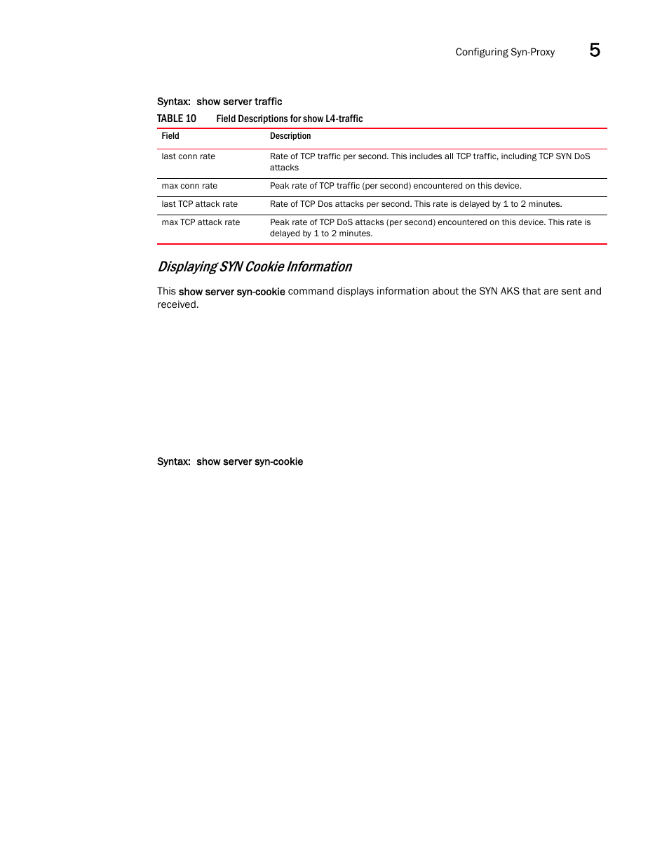 Displaying syn cookie information | Brocade Communications Systems ServerIron ADX 12.4.00a User Manual | Page 137 / 226