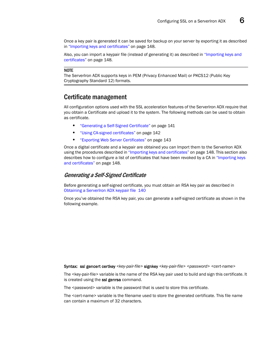 Certificate management, Generating a self-signed certificate | Brocade Communications Systems ServerIron ADX 12.4.00a User Manual | Page 155 / 226