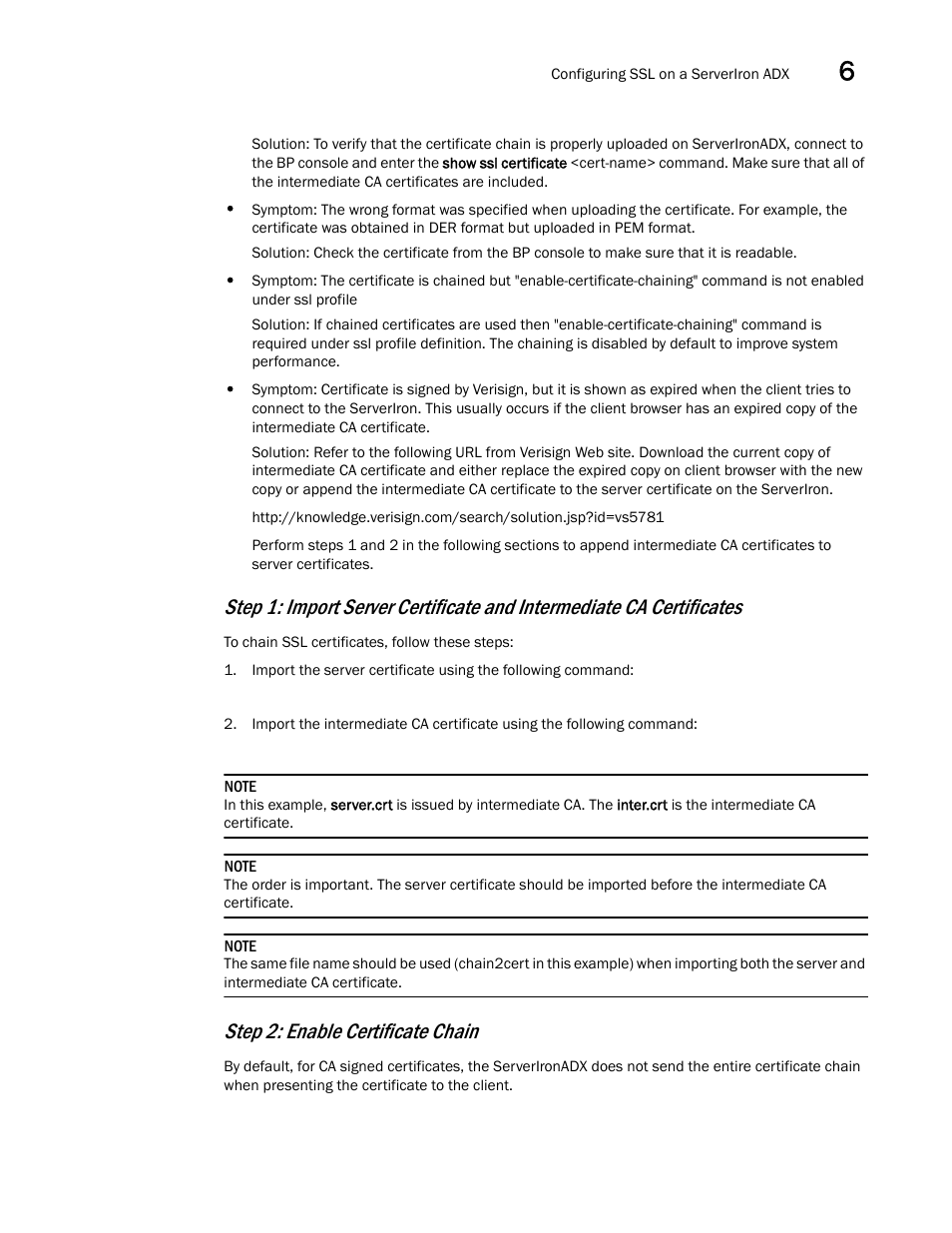 Step 2: enable certificate chain | Brocade Communications Systems ServerIron ADX 12.4.00a User Manual | Page 177 / 226