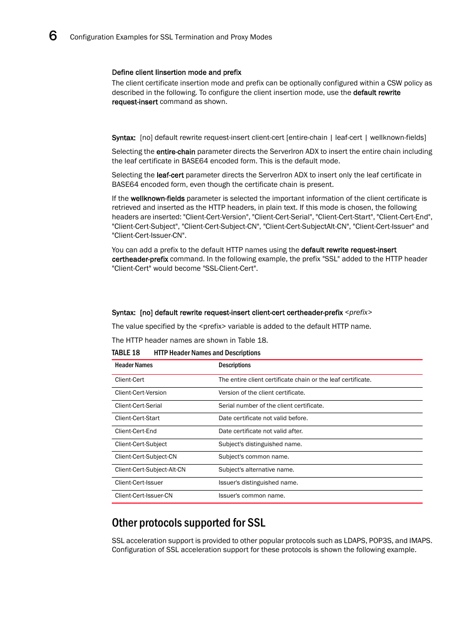 Other protocols supported for ssl, Other protocols, Supported for ssl | Brocade Communications Systems ServerIron ADX 12.4.00a User Manual | Page 198 / 226