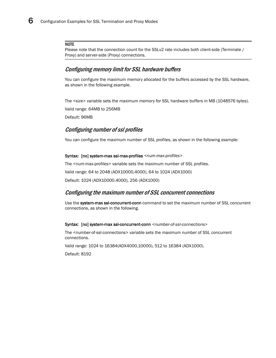 Configuring number of ssl profiles | Brocade Communications Systems ServerIron ADX 12.4.00a User Manual | Page 200 / 226