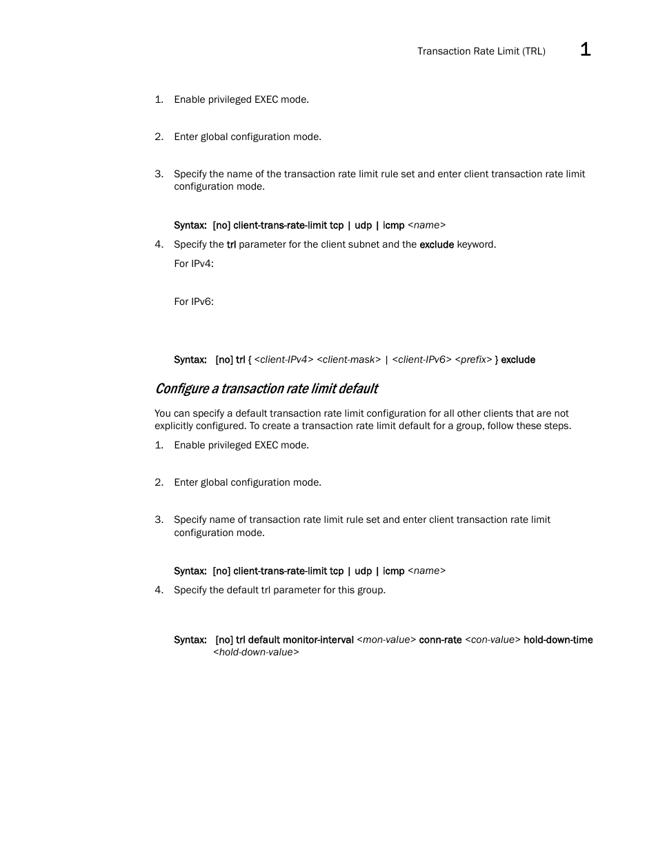 Configure a transaction rate limit default | Brocade Communications Systems ServerIron ADX 12.4.00a User Manual | Page 23 / 226