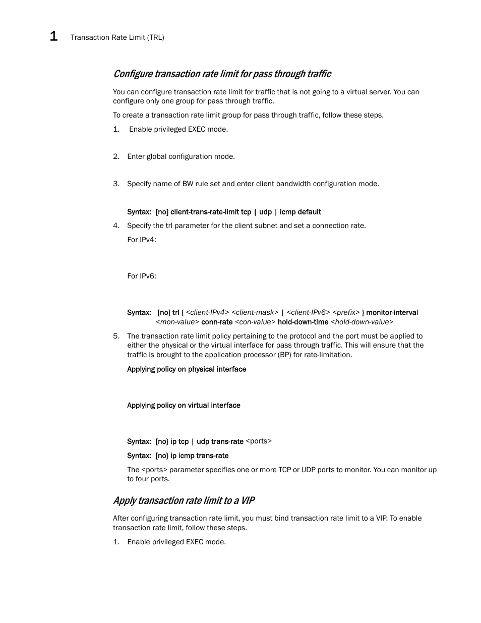 Apply transaction rate limit to a vip | Brocade Communications Systems ServerIron ADX 12.4.00a User Manual | Page 24 / 226