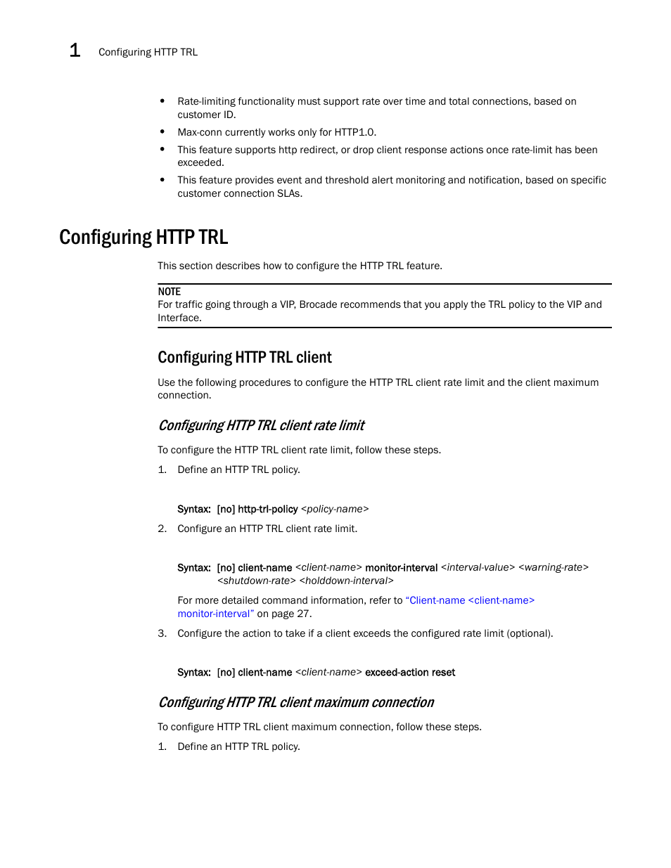 Configuring http trl, Configuring http trl client | Brocade Communications Systems ServerIron ADX 12.4.00a User Manual | Page 32 / 226