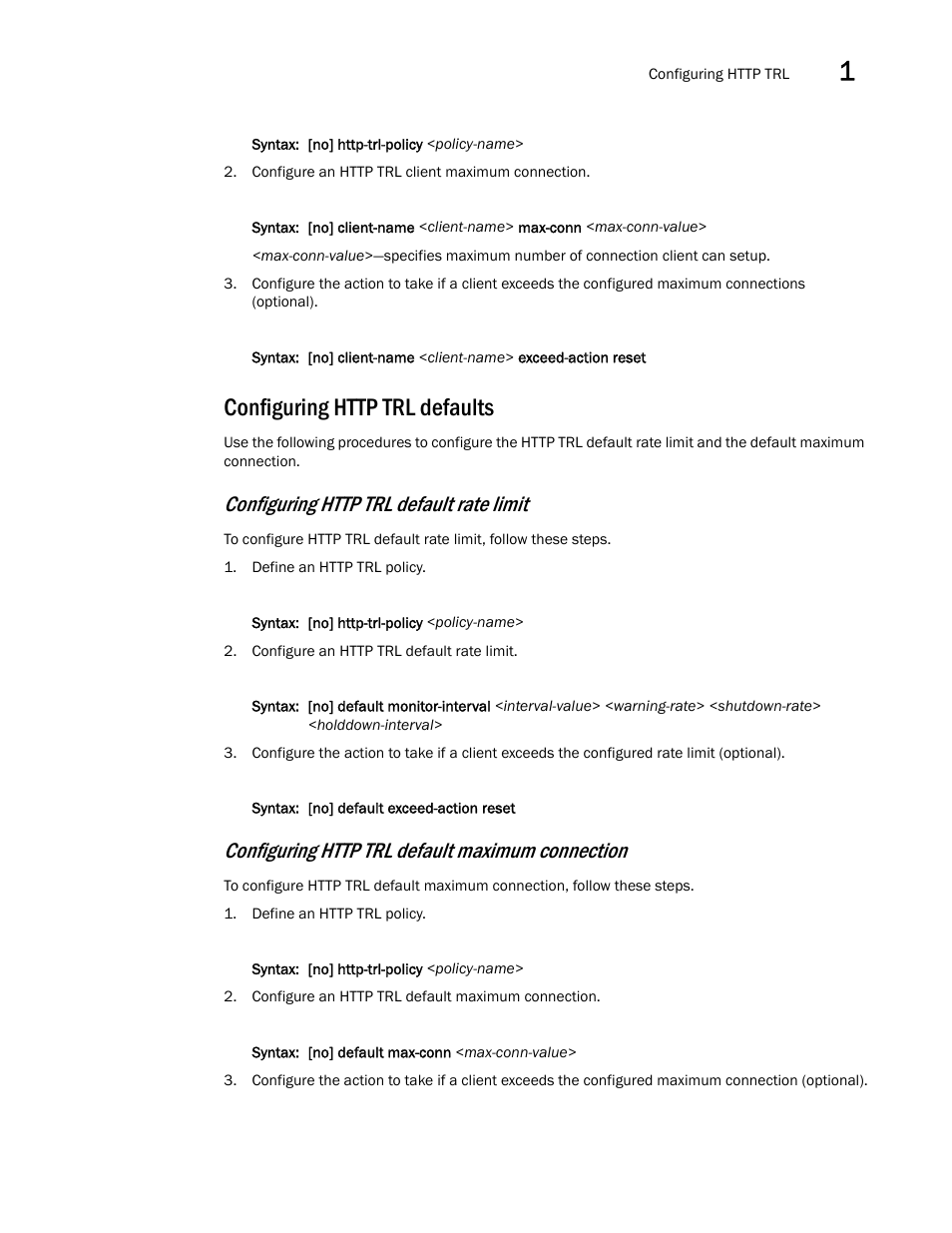 Configuring http trl defaults | Brocade Communications Systems ServerIron ADX 12.4.00a User Manual | Page 33 / 226