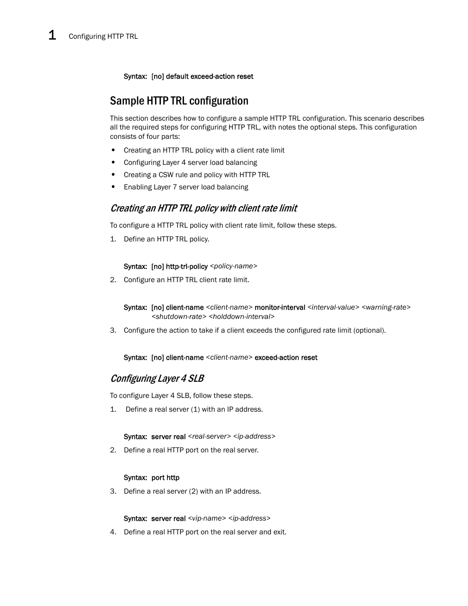 Sample http trl configuration, Configuring layer 4 slb | Brocade Communications Systems ServerIron ADX 12.4.00a User Manual | Page 34 / 226