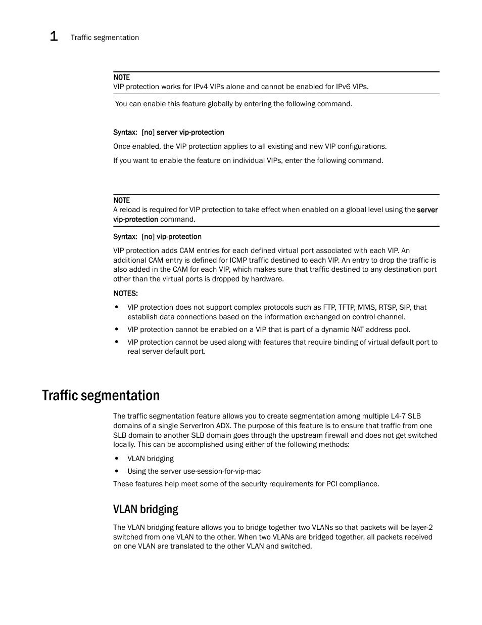 Traffic segmentation, Vlan bridging | Brocade Communications Systems ServerIron ADX 12.4.00a User Manual | Page 50 / 226