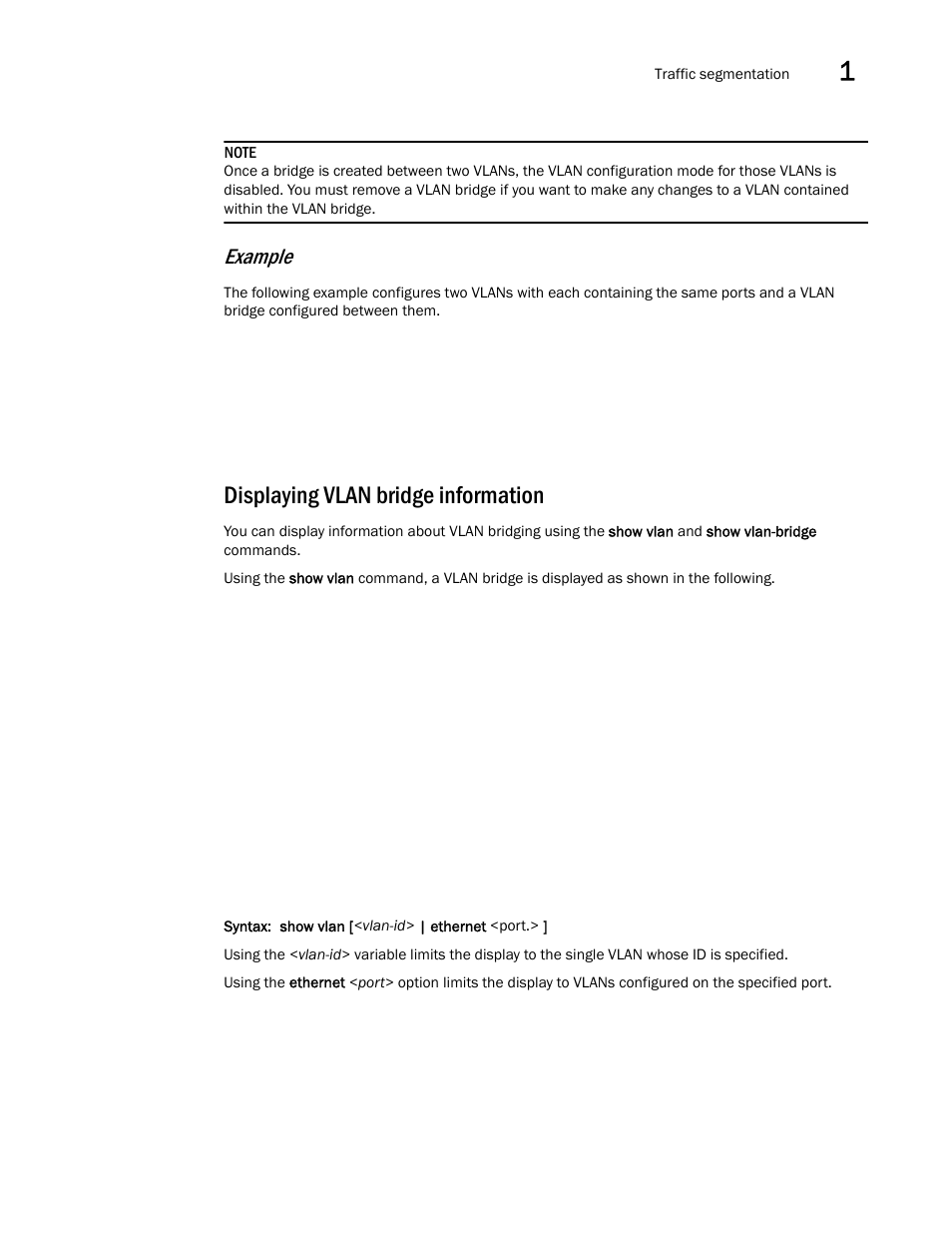 Displaying vlan bridge information, Example | Brocade Communications Systems ServerIron ADX 12.4.00a User Manual | Page 53 / 226