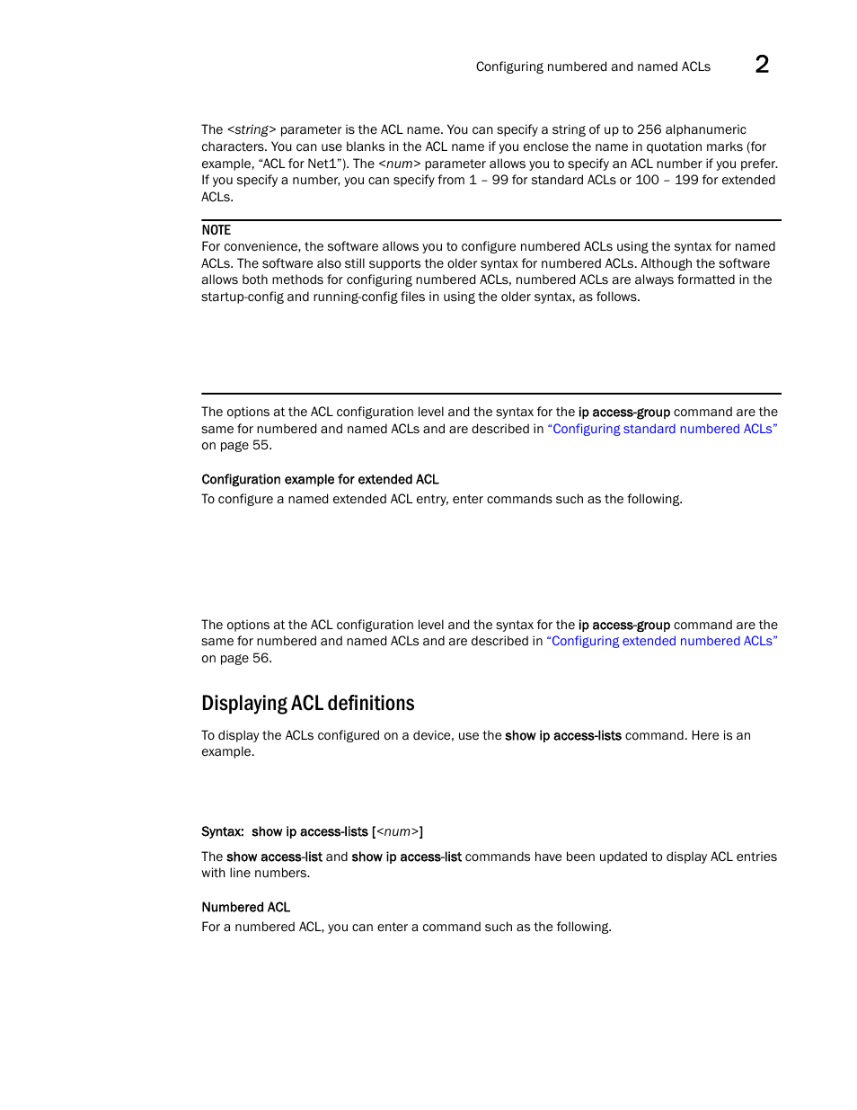 Displaying acl definitions | Brocade Communications Systems ServerIron ADX 12.4.00a User Manual | Page 77 / 226