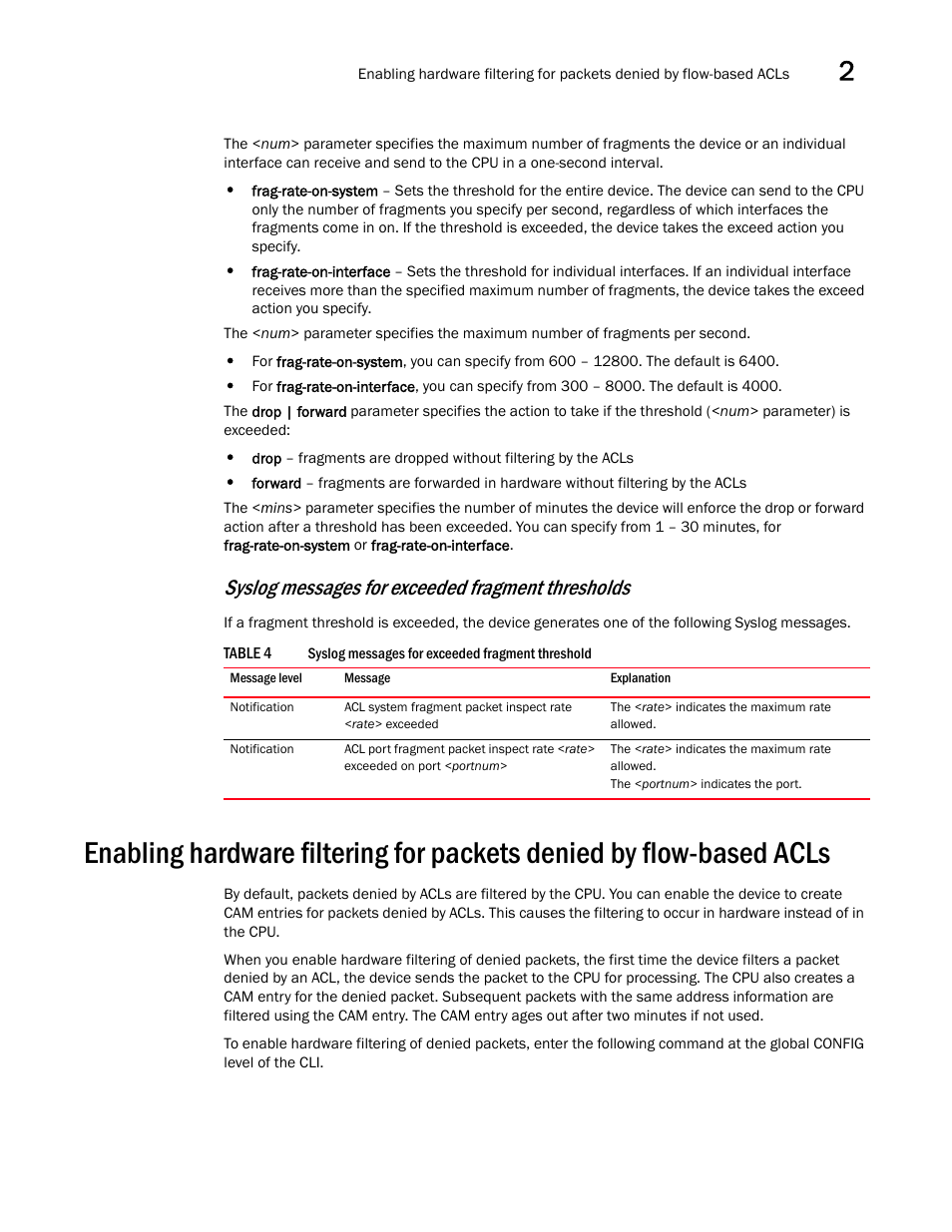 Syslog messages for exceeded fragment thresholds | Brocade Communications Systems ServerIron ADX 12.4.00a User Manual | Page 89 / 226