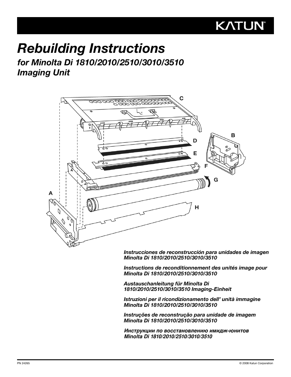 Katun Minolta Di 3510 Imaging Unit User Manual | 8 pages