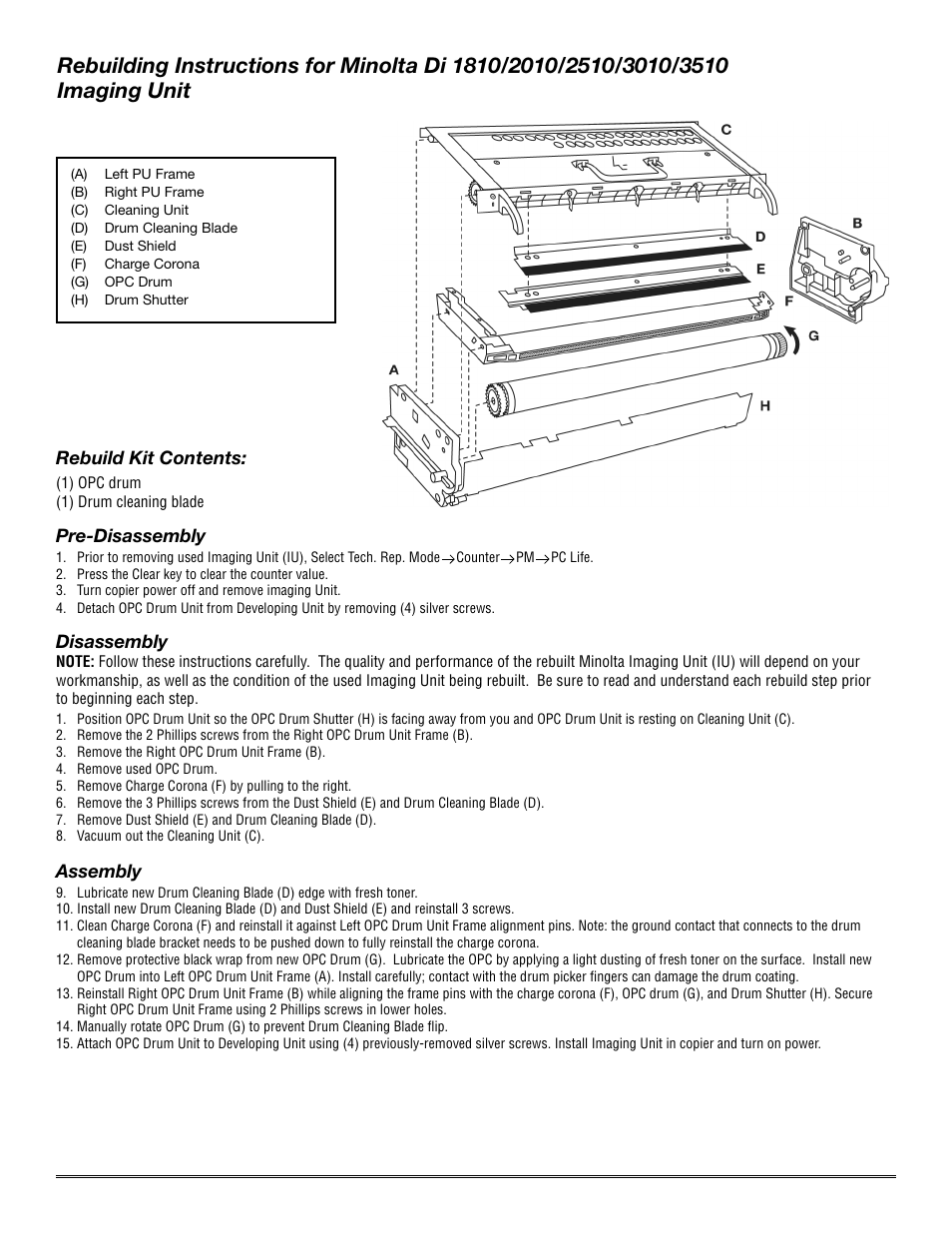 Katun Minolta Di 3510 Imaging Unit User Manual | Page 2 / 8