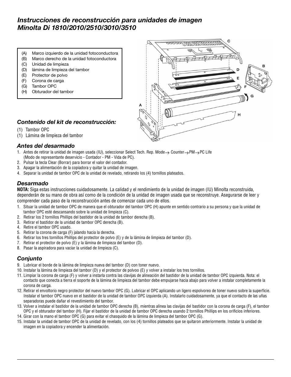 Katun Minolta Di 3510 Imaging Unit User Manual | Page 3 / 8