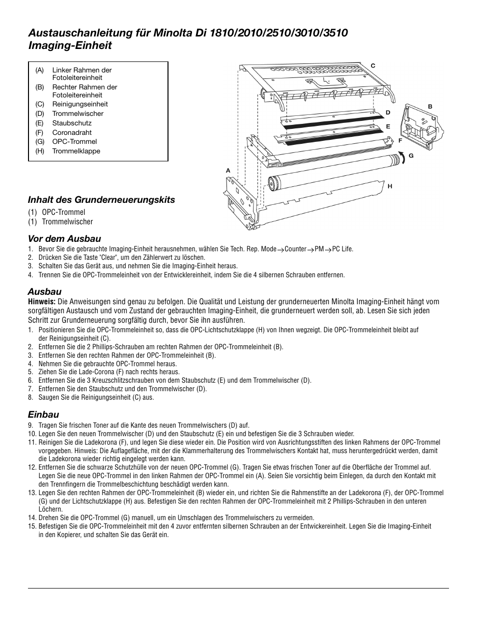 Katun Minolta Di 3510 Imaging Unit User Manual | Page 5 / 8
