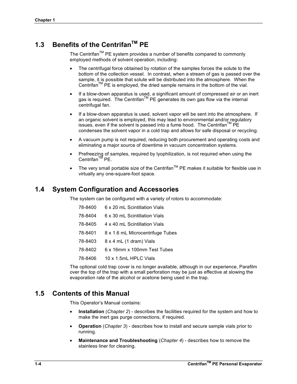 3 benefits of the centrifan, 4 system configuration and accessories, 5 contents of this manual | KD Scientific Centrifan PE User Manual | Page 14 / 40