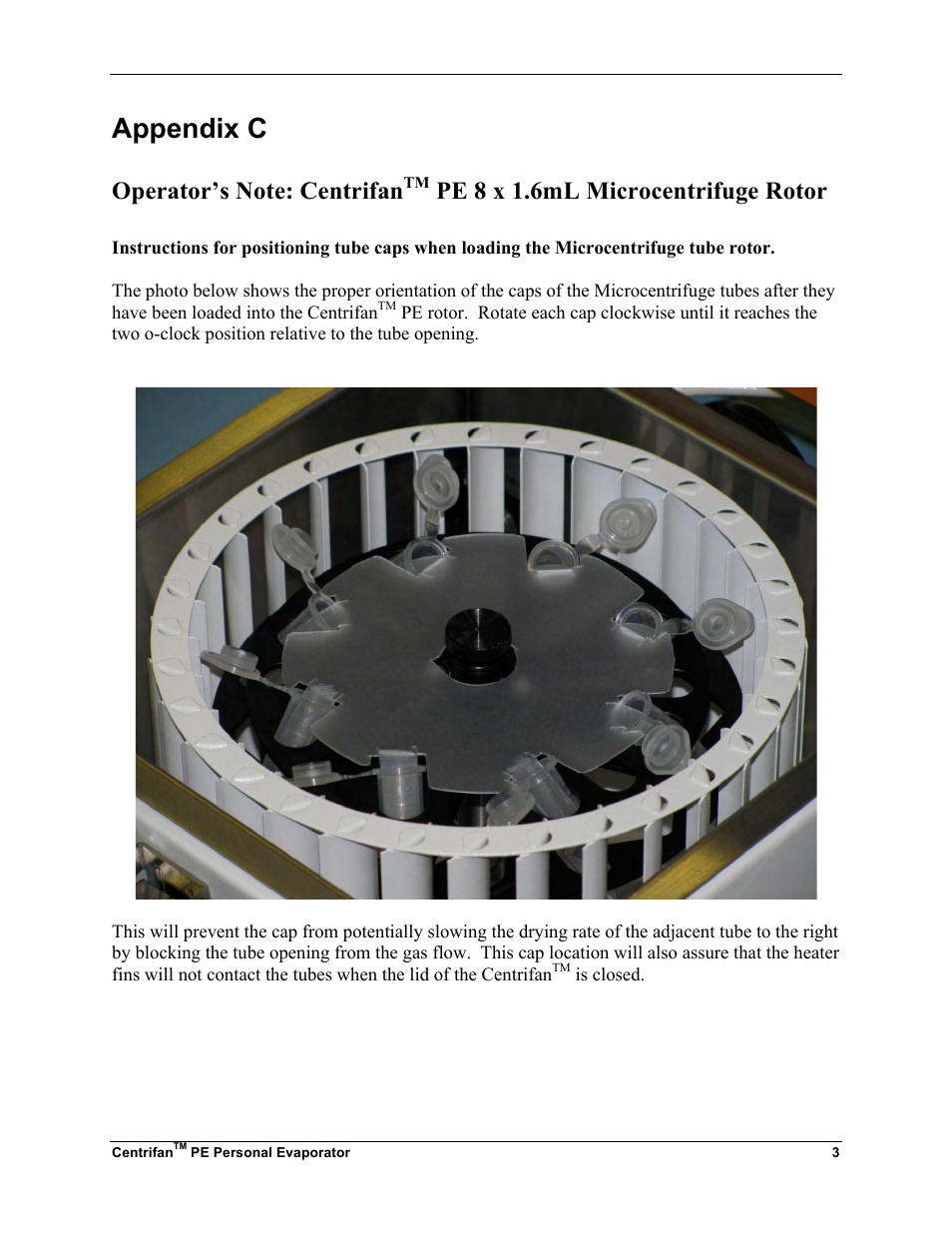 Appendix c, Pe 8 x 1.6ml microcentrifuge rotor | KD Scientific Centrifan PE User Manual | Page 37 / 40