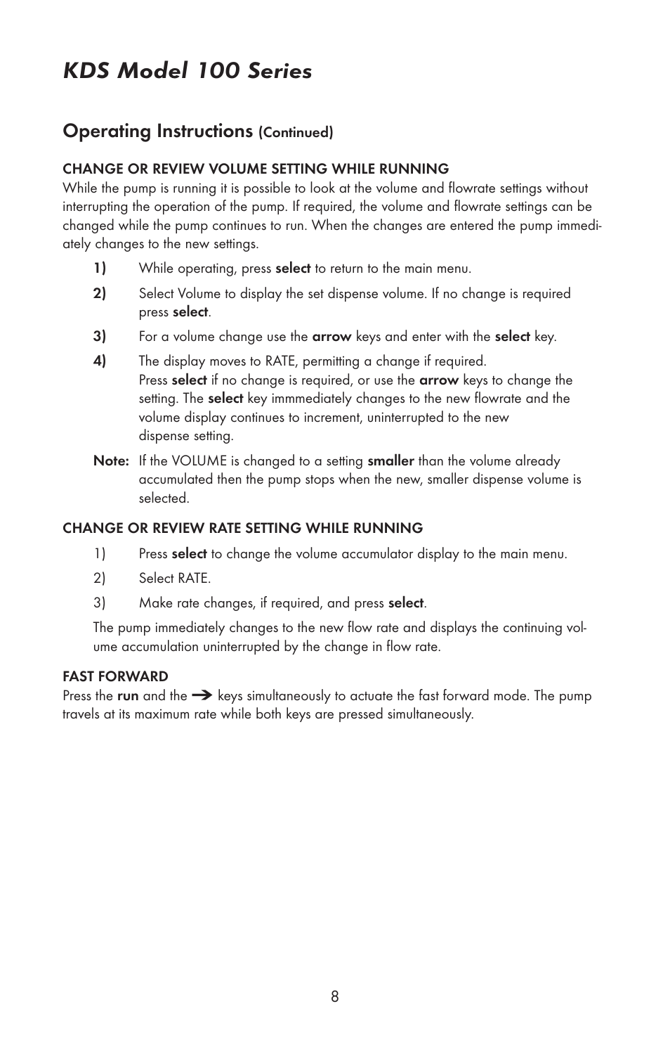 Kds model 100 series, Operating instructions | KD Scientific 100 Series User Manual | Page 10 / 18