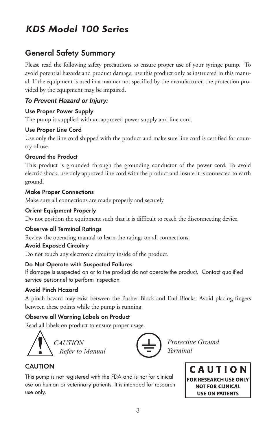 Kds model 100 series, General safety summary | KD Scientific 100 Series User Manual | Page 5 / 18
